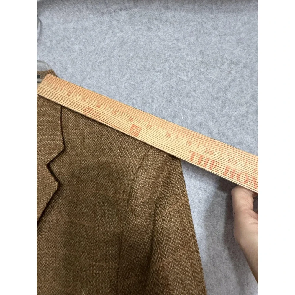 Personal Choice Blazer Sport Coat Mens 46 Brown Wool Herringbone‎ Tweed 2 Button